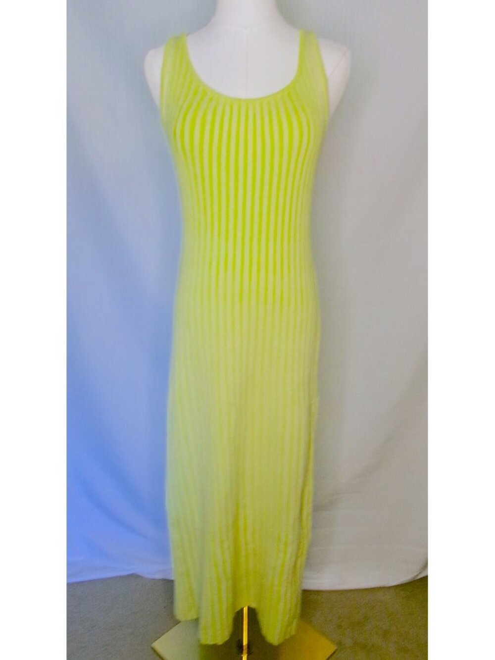 By Together Lime Green Ribbed Knit Bodycon Maxi Dress NWT Small - Picture 2 of 8